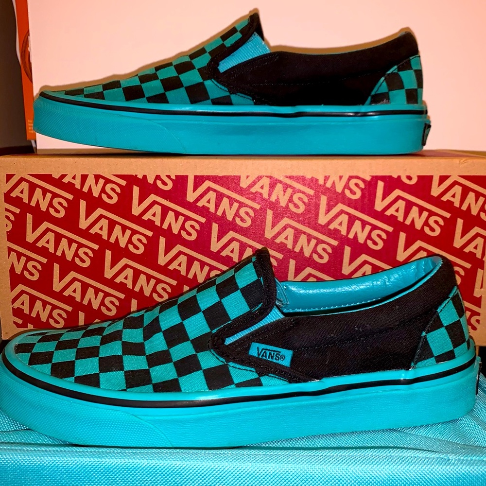Teal and black vans